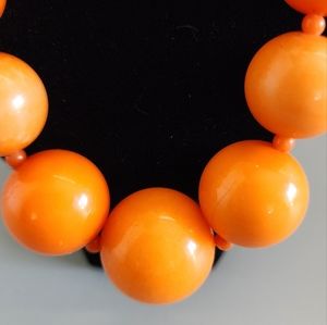 Vintage Graduated Large Tangerine Orange Beads Plastic MCM